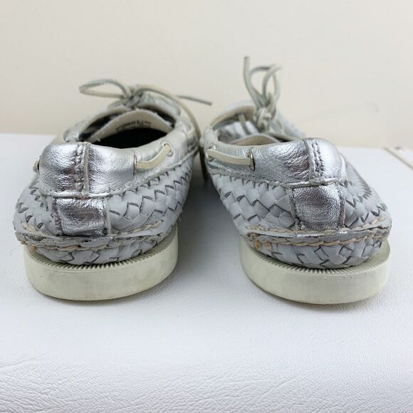 Sperry Top-sider Woven‎ Grey and Metallic Silver Slip-on Boat Shoes  10 - Picture 4 of 5